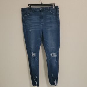 Women's Distressed Blue Jeans